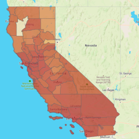 Map showing deployment, quality and adoption of residential (fixed) broadband in California 